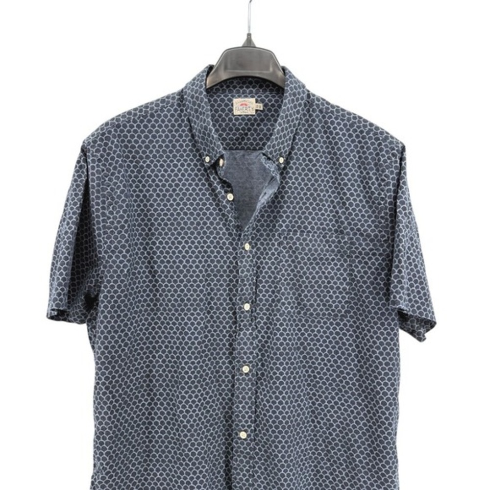Faherty Shirt Mens XXL Pre-Owned‎ Blue/Gray Geometric Pattern Organic Cotton - Picture 7 of 12